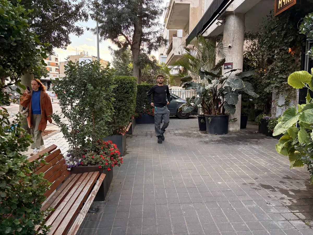 החזית הירוקה לאורך המדרכה